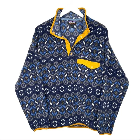 Patagonia Synchilla Snap T Fleece Pullover Tundra Cluster Navy Blue Men's Size M - Picture 2 of 14